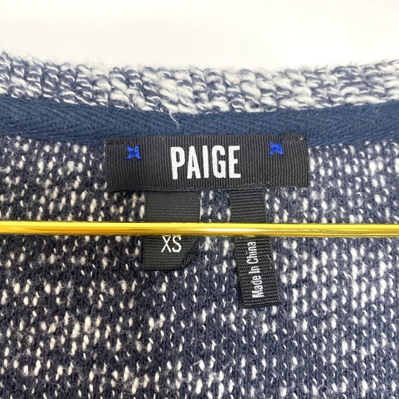 Paige Martine Slub Marled Knit V-Neck Pullover Sweater Blue & White Size XS - Picture 3 of 10